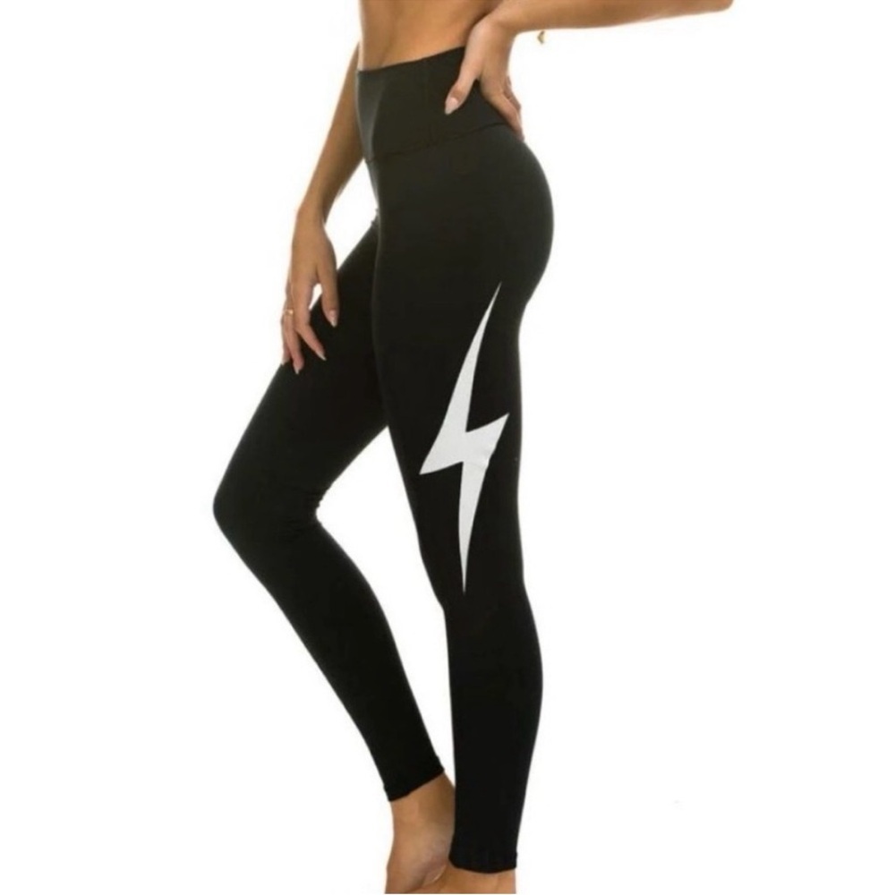 Aviator nation blk Leggings White Lightning Bolt size XS